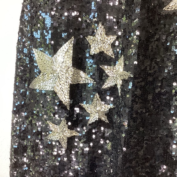 Vintage Dress Sequin Stars Party Black Silver 8 - Picture 9 of 11